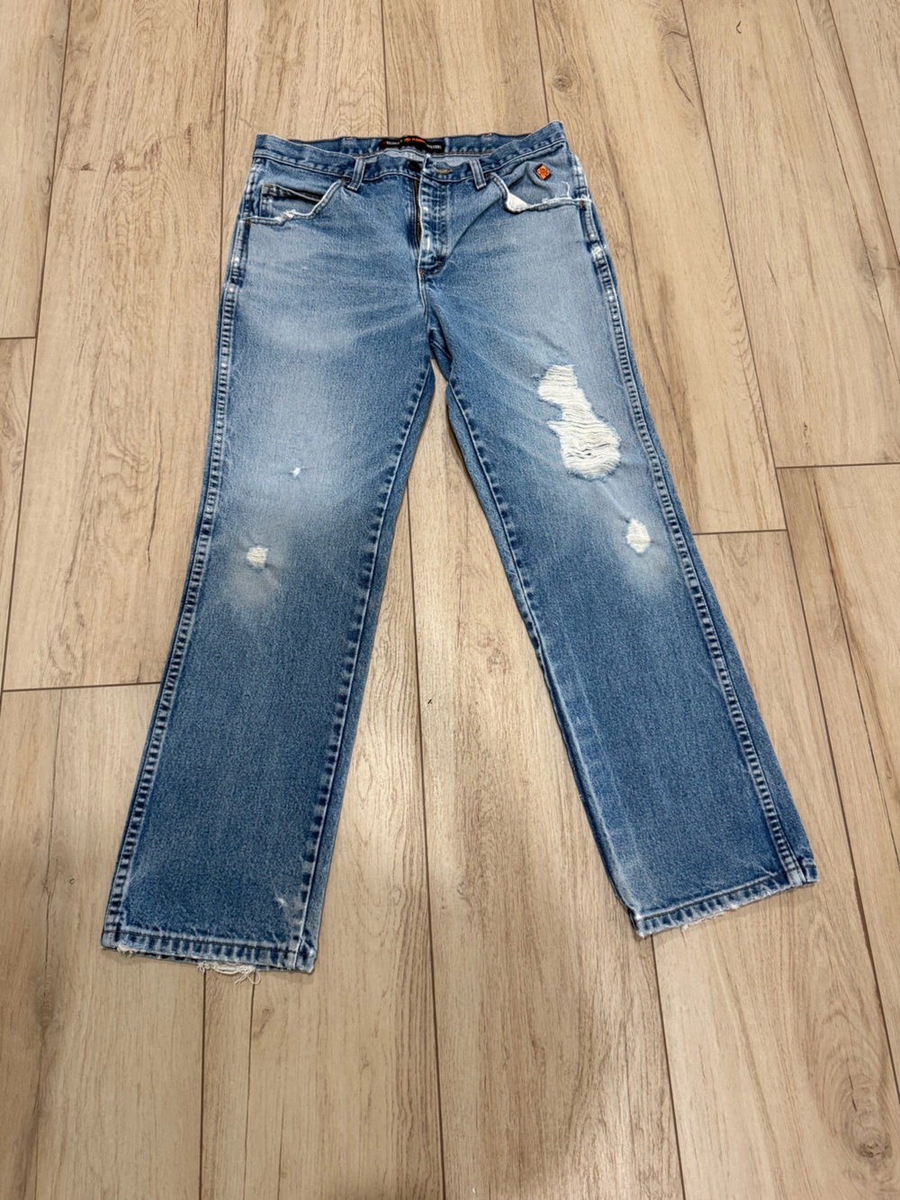 Men's Distressed Light Blue Jeans